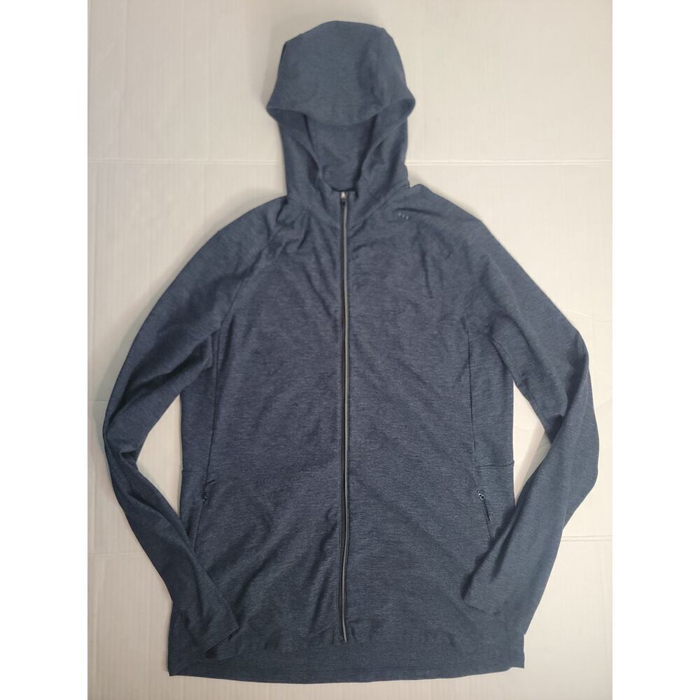 LULULEMON Sweatshirt Mens SZ L Surge Warm Full Zip Hoody Heathered Blue Black